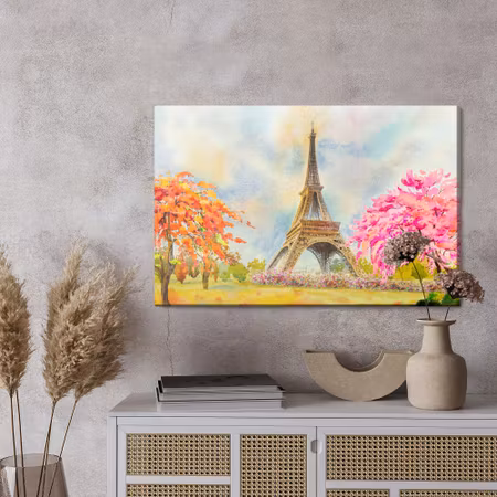 Canvastavla - The eiffel tower between colorful trees