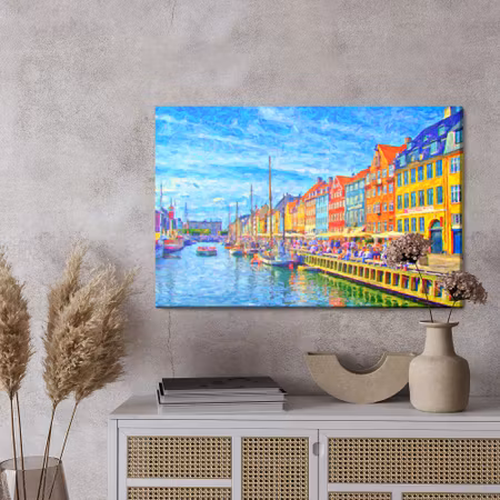 Canvastavla - The nyhavn canal in the center of