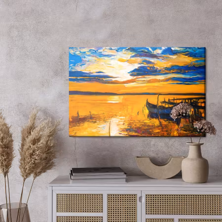 Canvastavla - Colorful sunset over the water