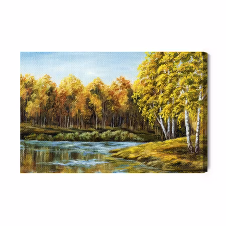 Canvastavla - Landscape with a lake