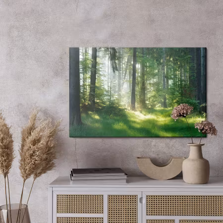 Canvastavla - The sun peeks into the forest