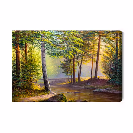 Canvastavla - River in the summer forest