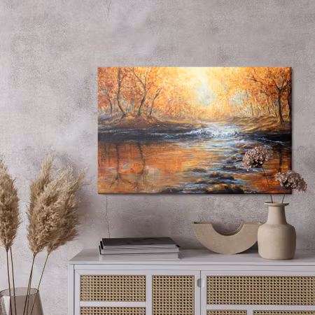 Canvastavla - River in the autumn forest