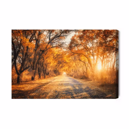 Canvastavla - Road in the autumn 3d forest
