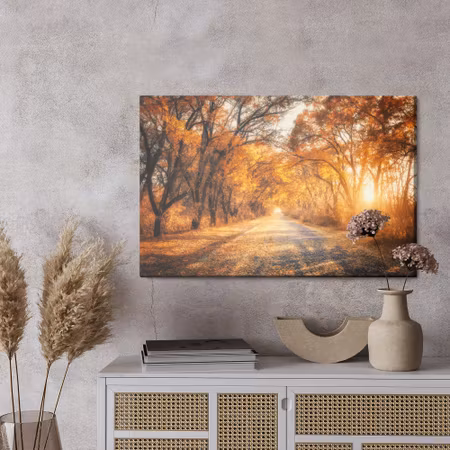 Canvastavla - Road in the autumn 3d forest