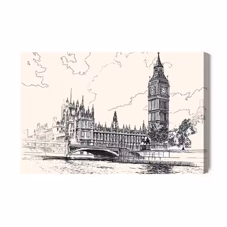 Canvastavla - Drawing of the palace of westminster