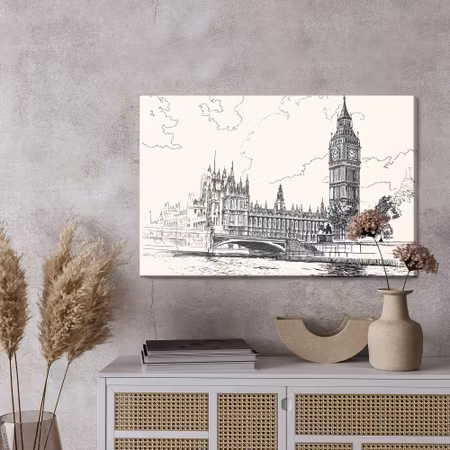 Canvastavla - Drawing of the palace of westminster
