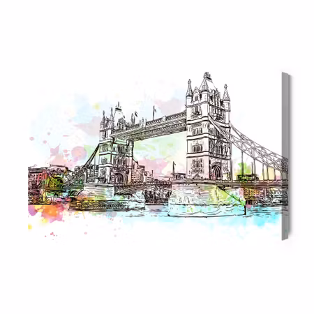 Canvastavla - Tower bridge painted with watercolor