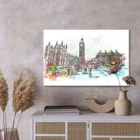 Canvastavla - London street painted with watercolor