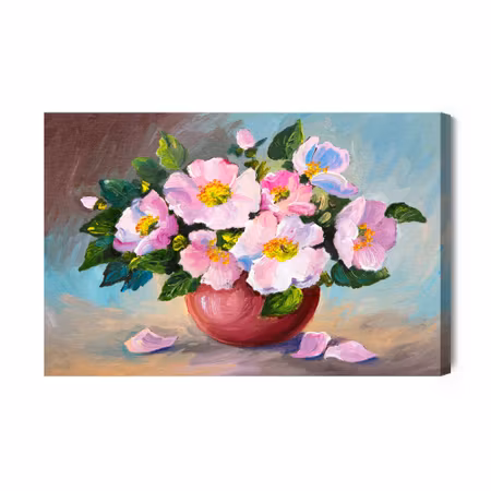 Canvastavla - Roses in a vase as painted