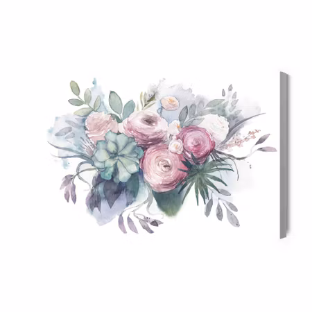 Canvastavla - Pastel flowers painted with watercolor