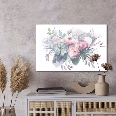 Canvastavla - Pastel flowers painted with watercolor