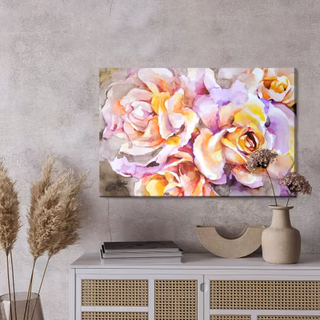 Canvastavla - Colorful rose flowers painted with