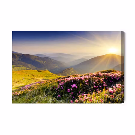 Canvastavla - Sunset in the mountains