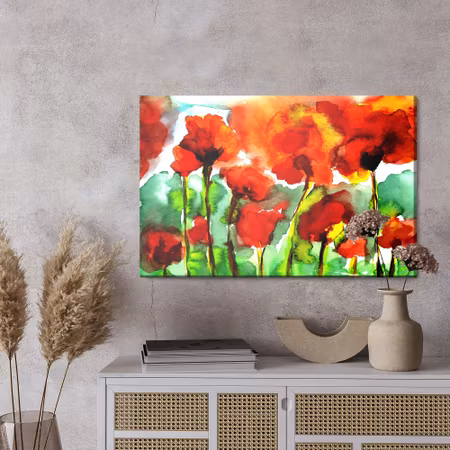 Canvastavla - Poppies painted with watercolor