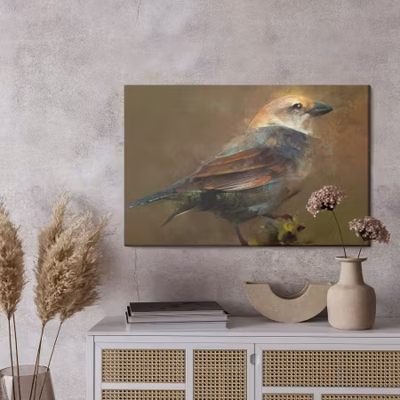 Canvastavla - Bird sitting on a branch