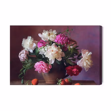 Canvastavla - Peonies with fruit