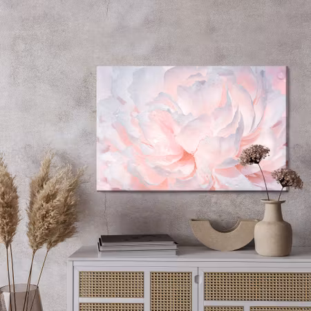 Canvastavla - Peonies in drops of water