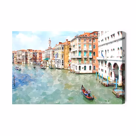Canvastavla - Gondolas and buildings in venice