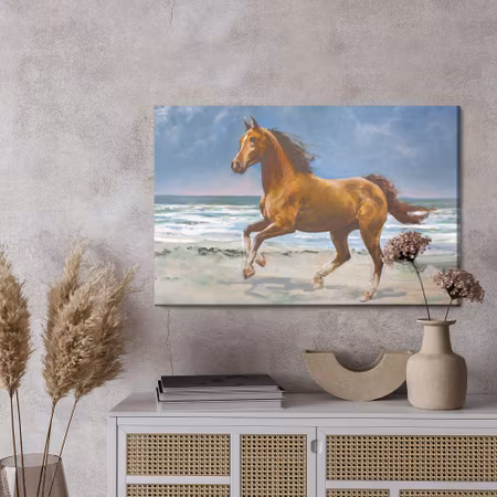 Canvastavla - Horse, sun and sea