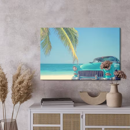 Canvastavla - Retro car on a tropical beach