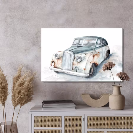 Canvastavla - Old car painted with watercolor