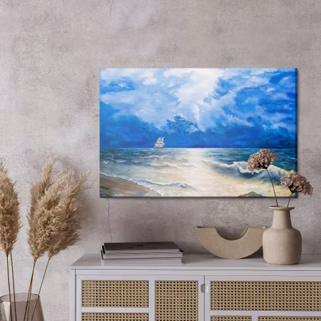 Canvastavla - Dark clouds over the sea