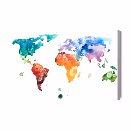 Canvastavla - World map in watercolour