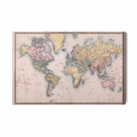 Canvastavla - World map in the old style