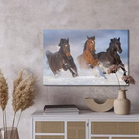 Canvastavla - Galloping horses in winter