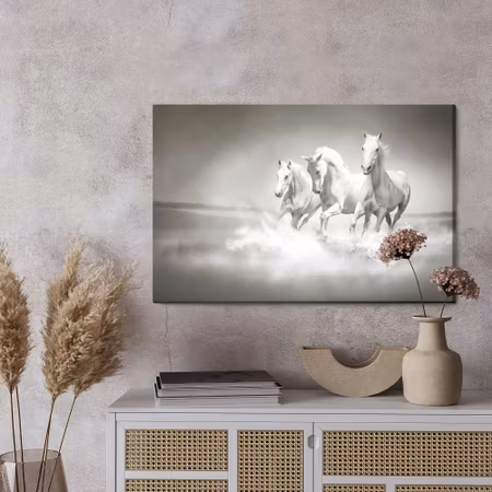 Canvastavla - Horses in black and white