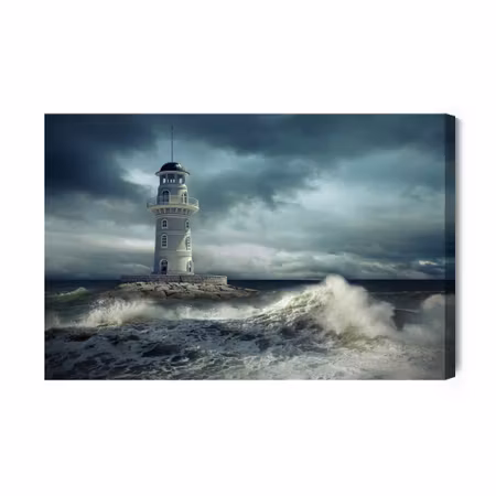 Canvastavla - Lighthouse and the stormy sea