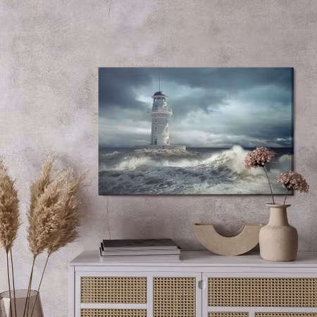 Canvastavla - Lighthouse and the stormy sea