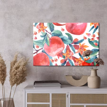Canvastavla - Pomegranates in watercolour