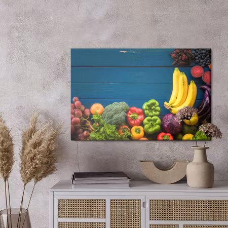 Canvastavla - Vegetables and fruits on table
