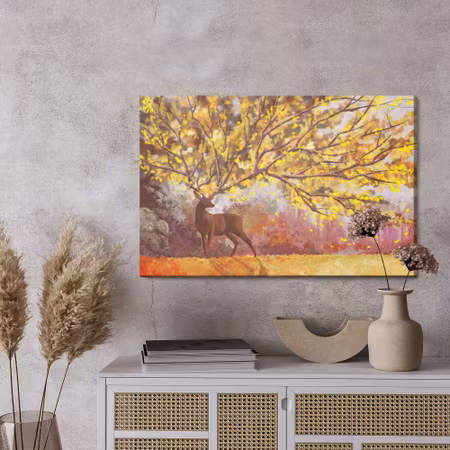 Canvastavla - Nature with deer watercolor