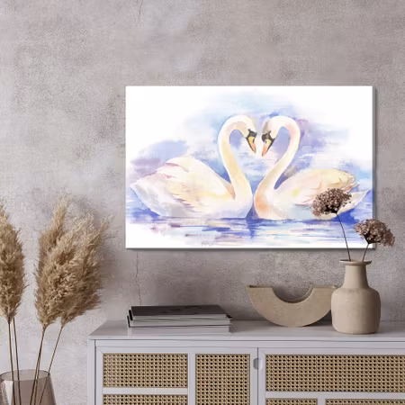 Canvastavla - Loving swans