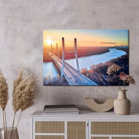 Canvastavla - Bridge in warsaw at sunset