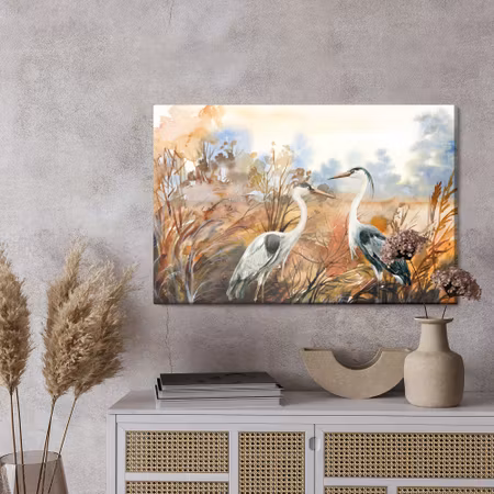 Canvastavla - Cranes in autumn