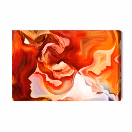 Canvastavla - Red abstraction with face