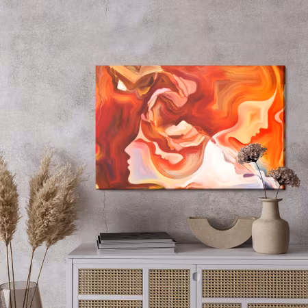 Canvastavla - Red abstraction with face