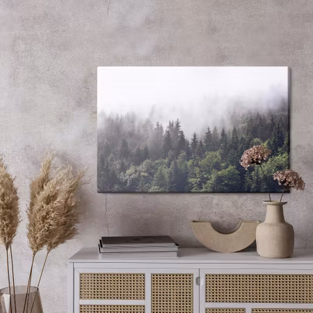 Canvastavla - Moon over misty trees