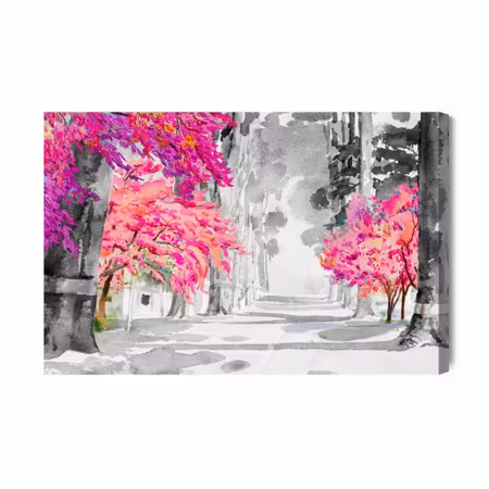 Canvastavla - Cherry blossoms painted in watercolor