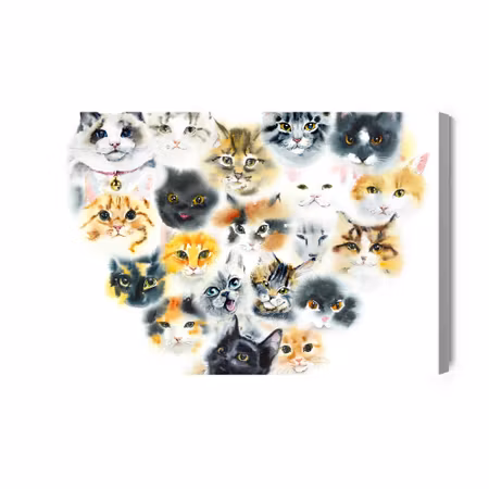 Canvastavla - Heart of cats