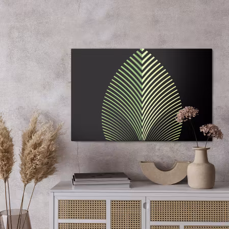 Canvastavla - Abstract leaves pattern on black