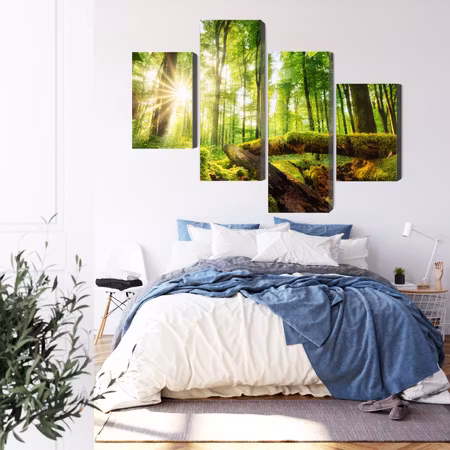 Canvastavla - Sunrays in a forest 3d