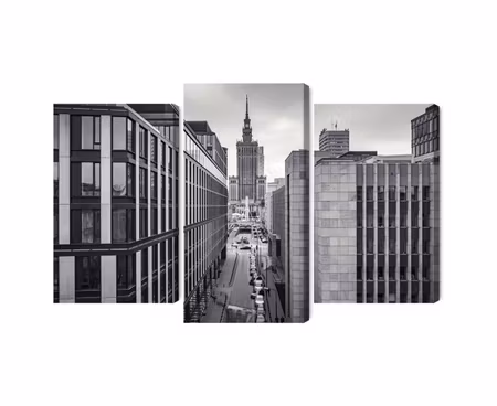 Canvastavla - Black and white panorama of the center