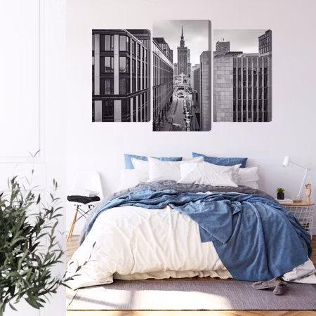 Canvastavla - Black and white panorama of the center