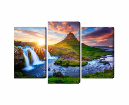 Canvastavla - View of the kirkjufellsfoss waterfall