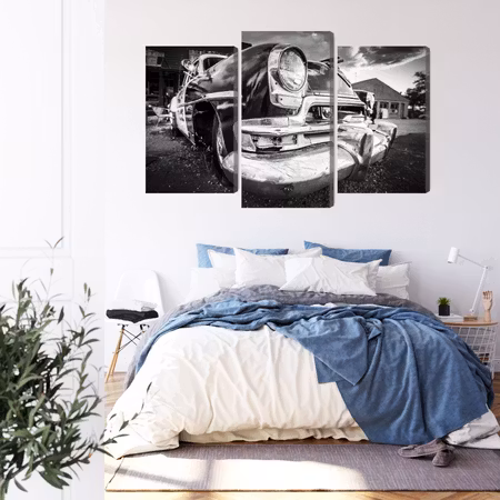 Canvastavla - Black and white american retro car